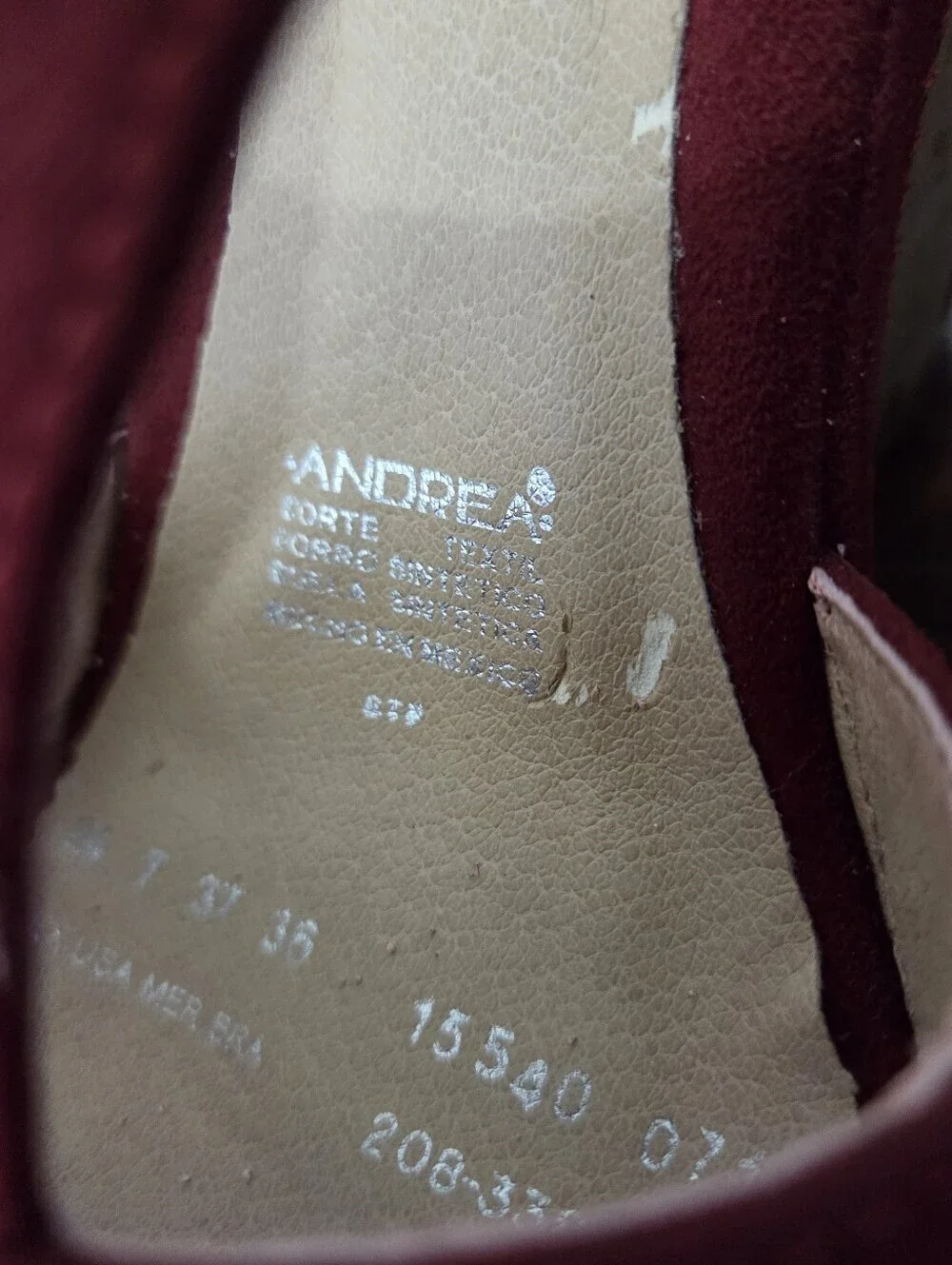 ANDREA Red Microsuede Cork Platform Wedge Sandals with Ankle Straps Size 7